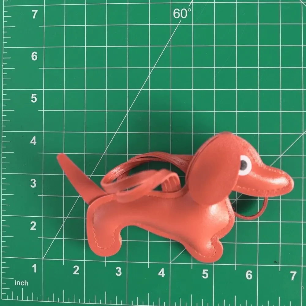 Dachshund Bag Charm Keychain Faux Leather Dog Mom Y2K Cottagecore Orange NWOT